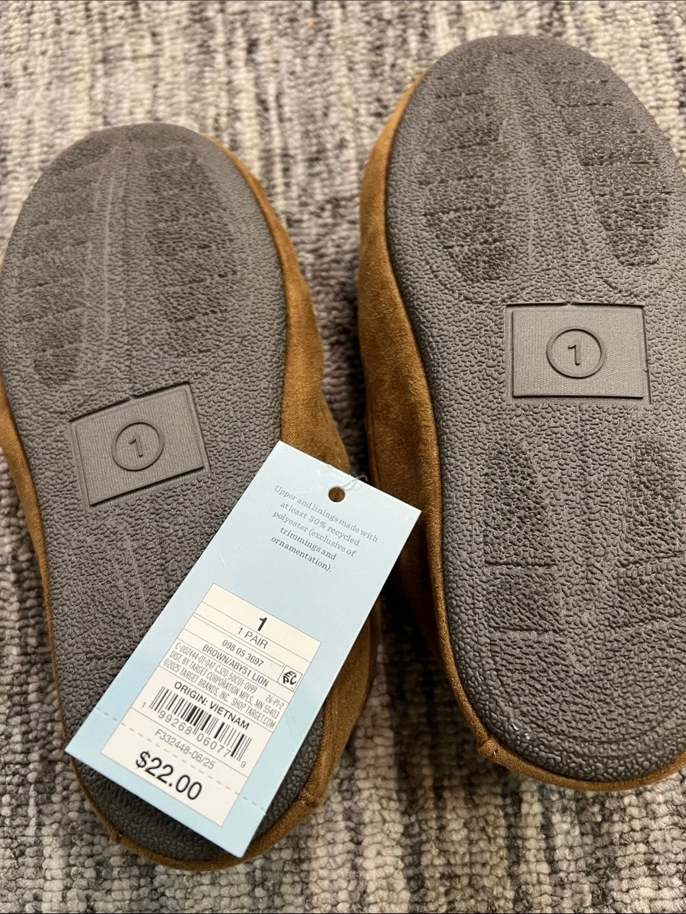 Cat & Jack Chestnut Brown Suede Moccasin Slippers with Faux Shearling Size 1